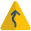 Traffic overtaking on a triangular sign post on a road icon