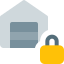 Locked pivate property warehouse with padlock symbol icon