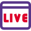 Live streaming option available on a web browser icon