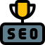 Champion of seo research with trophy logotype icon