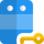 Secure modern server with key to unlock or authentication icon