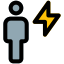 Employee with a flash layout isolated on a white background icon