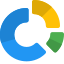 Doughnut Pie chart comparison with multiple sections layout icon