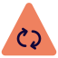 Roundabout with clockwise arrows on a triangular board icon