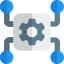 Microprocessor connected with multiple terminals isolated on a white background icon