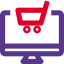 E-commercing website portal viewed on desktop computer icon