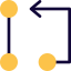 Algorithm diagram from one node to another node pathway icon