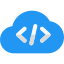 Programming on cloud application system isolated on a white background icon