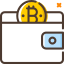 bitcoin in purse icon