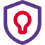 New startup concept with secure future - shield with bulb badge icon