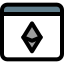 Ethereum cryptocurrency webpage with its Logo on internet browser icon