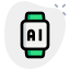 Artificial intelligence Technology under smartwatch isolated on a white background icon