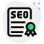 Seo certificate in concern of excellence and achievement icon