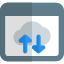 Cloud download and upload button under the landing page template icon