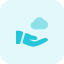 Share cloud info on hand isolated on a white background icon