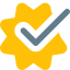 Product quality checkmark for approved and tested icon