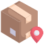 Box with pin location icon