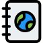 Geography study material on a spiral notebook icon
