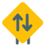 Up and down arrows on a sign board icon