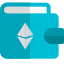 Ethereum wallet of digital cryptocurrency isolated on a white background icon