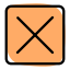 Cross sign in box for decline, isolated in a white background. icon