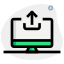 Upload files on desktop computer isolated on white background icon