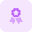 Flower star emblem with double ribbon layout icon