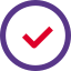 Verified check circle for approved valid content icon