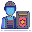 icônes-plates-de-police-émeute-externes-icônes-plates-de-couleur-linéaire icon