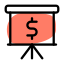 Money and sales presentation on board graph icon