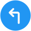 Turn left sign on a sign board icon