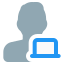 Online user using a laptop for work and coding icon