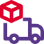 Box truck delivering items commercial shipping items icon