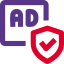 Privacy protected ads with shield badge layout icon
