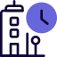 Corporate building office punctual timing standard the clock Logotype icon