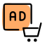 Buy ads online on an online portal icon