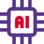 Microprocessor Technology with artificial intelligence isolated on a white background icon