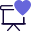 Favorite office lecture with heart shape on presentation icon