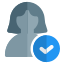 Check mark on a natural user for authentication and approval icon