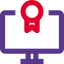 Online gaming award trophy with single ribbon icon