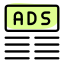 Ads at top margin line in various article published online icon