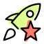 Rocket with star isolated on a white background icon