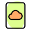 Cloud stored file with online content isolated on a white background icon