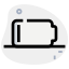 Low battery power level indication isolated on a white background icon