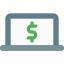 Internet banking and online purchase on laptop computer icon