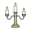 Candelabro de três velas de luz icon