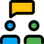 Business discussing money and finance with chat bubble icon