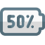 Fifty percent charged logotype isolated on white background icon