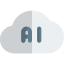 Artificial intelligence Technology over the cloud network isolated on a white background icon