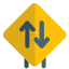 Up and down arrows on a sign board icon